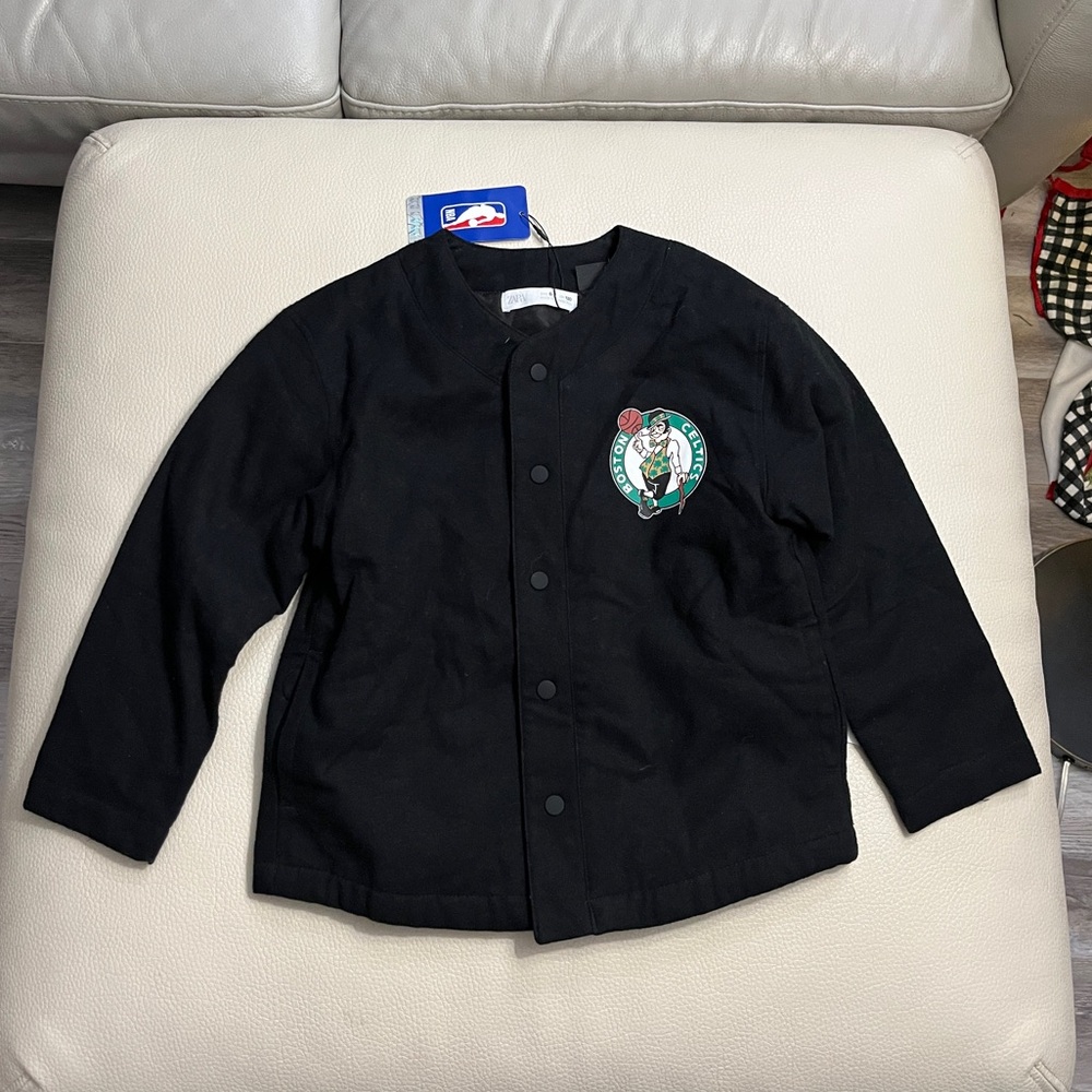 NWT - Zara Kids' NBA Boston Celtics Lightly Padded Bomber Jacket - Size 6-7Y